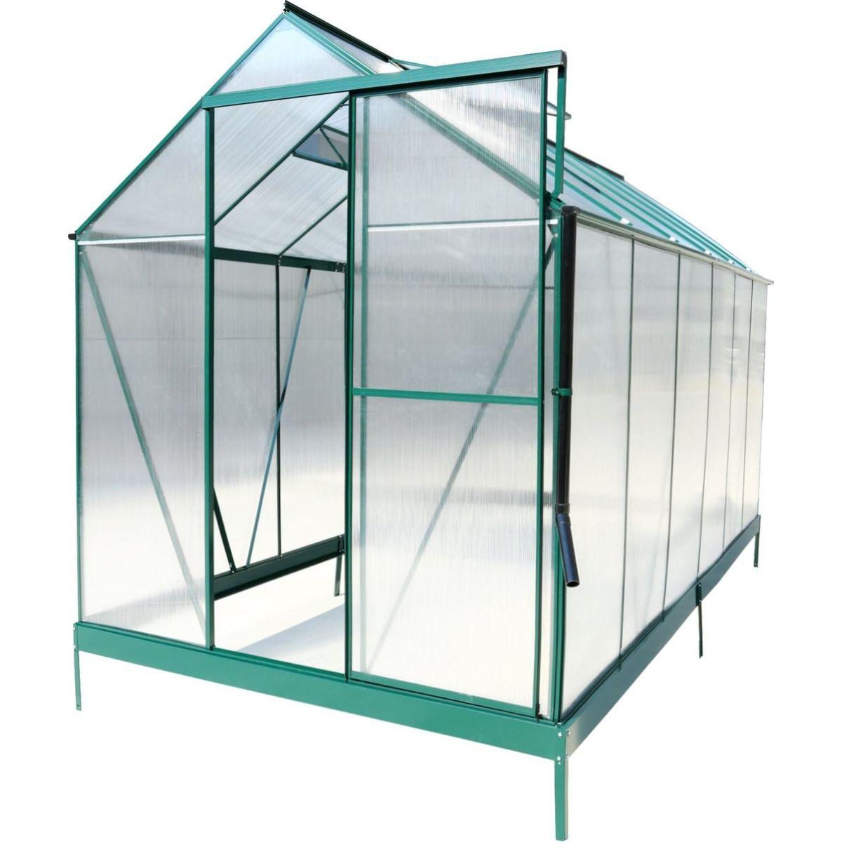 6.3'x12.2'x7' Polycarbonate Greenhouse, Heavy Duty Outdoor Aluminum Walk-in Green House Kit with Rain Gutter, Vent and Door for Backyard Garden, color green