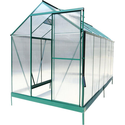 6.3'x12.2'x7' Polycarbonate Greenhouse, Heavy Duty Outdoor Aluminum Walk-in Green House Kit with Rain Gutter, Vent and Door for Backyard Garden, color green