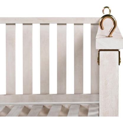 Patio Minimalist Twin Size Garden Swing Bed Wood Porch Swing with Ropes for Backyard, Safe Sloped Design, White