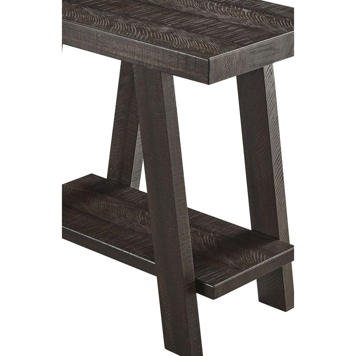 Athens Contemporary Wood Shelf Side Table in Weathered Espresso