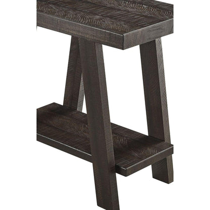Athens Contemporary Wood Shelf Side Table in Weathered Espresso