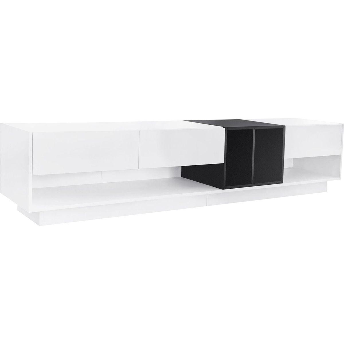 Sleek and Stylish TV Stand with Perfect Storage Solution, Two-tone Media Console for TVs Up to 80", Functional TV Cabinet with Versatile Compartment for Living Room, White