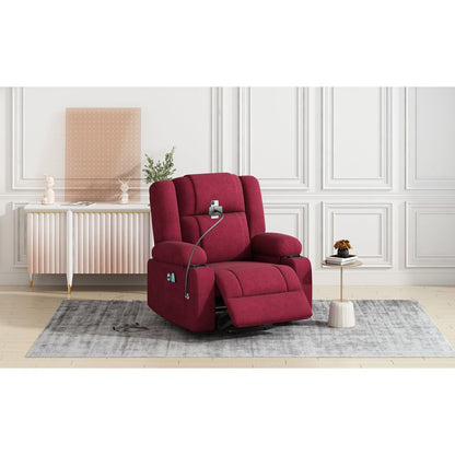 Power Lift Recliner Chair Electric Recliner for Elderly Recliner Chair with Massage and Heating Functions, Remote, Phone Holder Side Pockets and Cup Holders for Living Room, Red