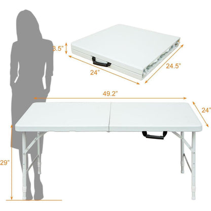 4ft Portable Folding Table Indoor&Outdoor Maximum Weight 135KG Foldable Table for Camping White