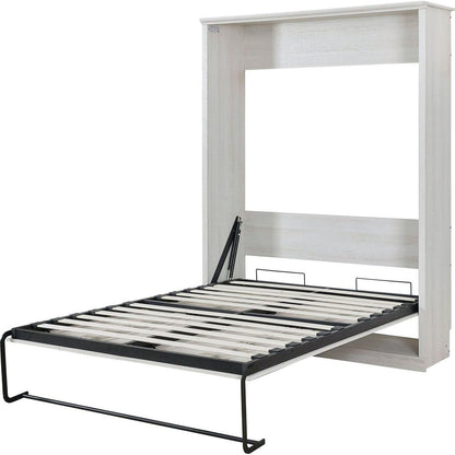 Queen Size Half Self-Close and Open Murphy Bed Cabinet Space-Saving Bed Perfect for Guest Room, for Bed Room, Guest Room, Home Office, Rustic White
