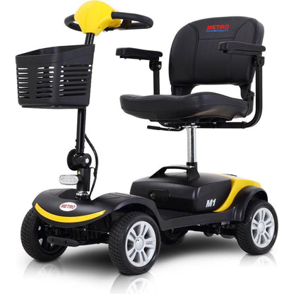 Four wheels Compact Travel Mobility Scooter with 300W Motor for Adult-300lbs, YELLOW