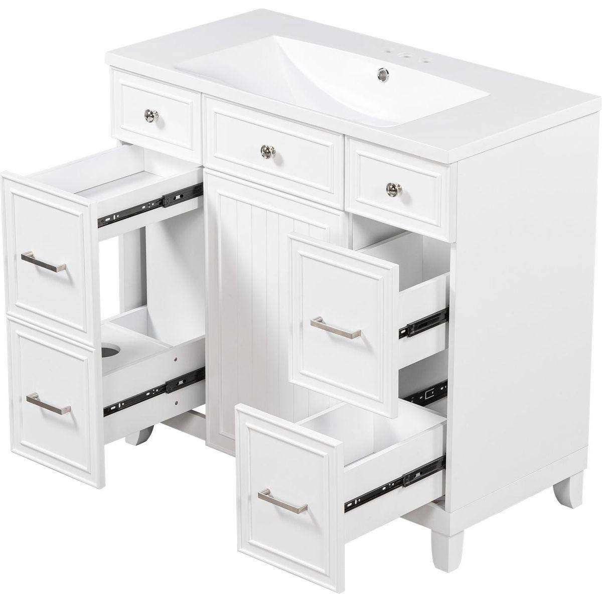 36" Bathroom Vanity Cabinet with Sink Top Combo Set,White,Single Sink,Shaker Cabinet with Soft Closing Door and Drawer