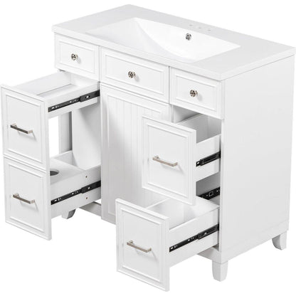 36" Bathroom Vanity Cabinet with Sink Top Combo Set,White,Single Sink,Shaker Cabinet with Soft Closing Door and Drawer