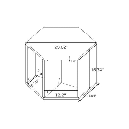 23.62" Hexagonal Coffee Table Side Table Nightstand Antique Wood