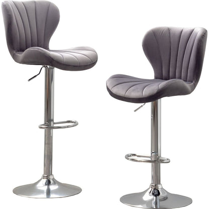Ellston Upholstered Adjustable Swivel Barstools in Gray, Set of 2