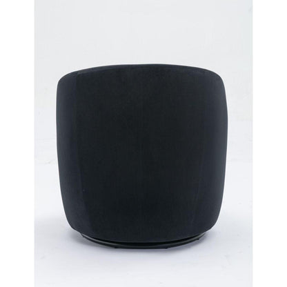 Velvet Fabric Swivel Accent Armchair Barrel Chair With Black Powder Coating Metal Ring,Black