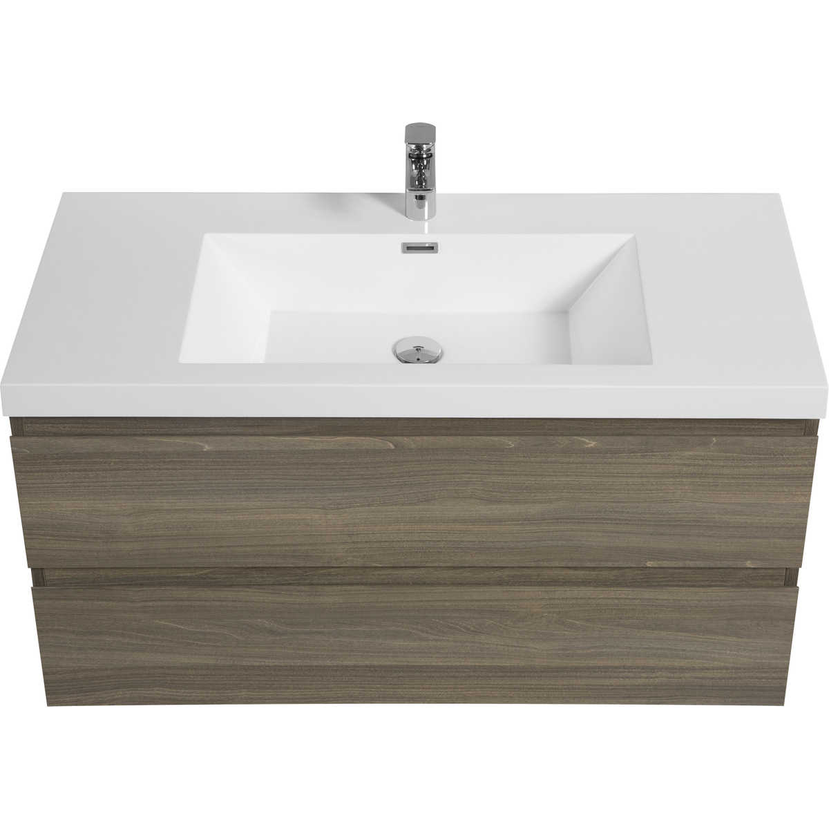 42" Floating Bathroom Vanity with Sink, Modern Wall-Mounted Bathroom Storage Vanity Cabinet with Resin Top Basin and Soft Close Drawers, Ash Grey