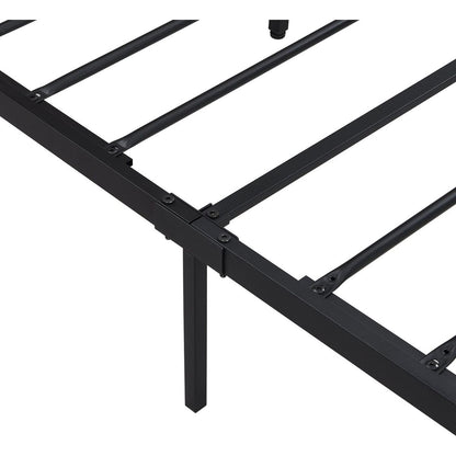 Full Size Metal Platform Bed Frame with Wooden Headboard and Footboard with USB LINER, No Box Spring Needed, Large Under Bed Storage, Easy Assemble