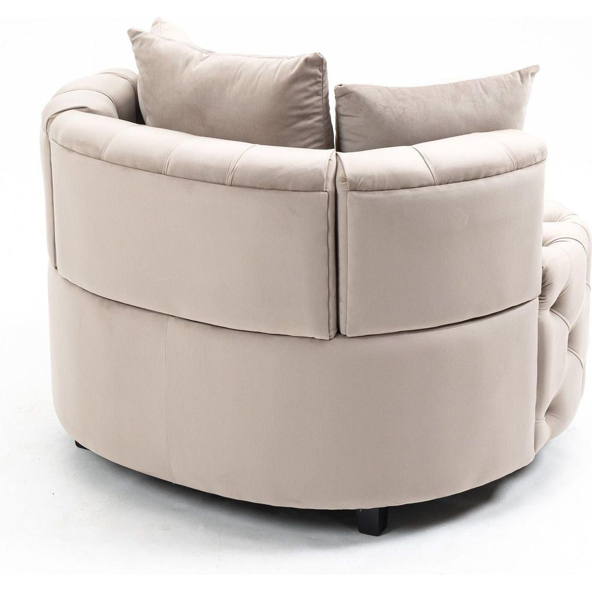 Accent Chair / Classical Barrel Chair for living room / Modern Leisure Sofa Chair (Khaki)