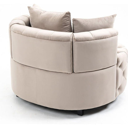 Accent Chair / Classical Barrel Chair for living room / Modern Leisure Sofa Chair (Khaki)