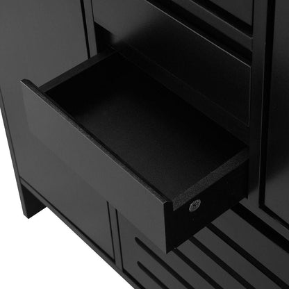 Multi-Functional Shoe Cabinet with Wall Cabinet, Space-saving Design Foyer Cabinet with 2 Flip Drawers, Versatile Side Cabinet for Hallway, Black