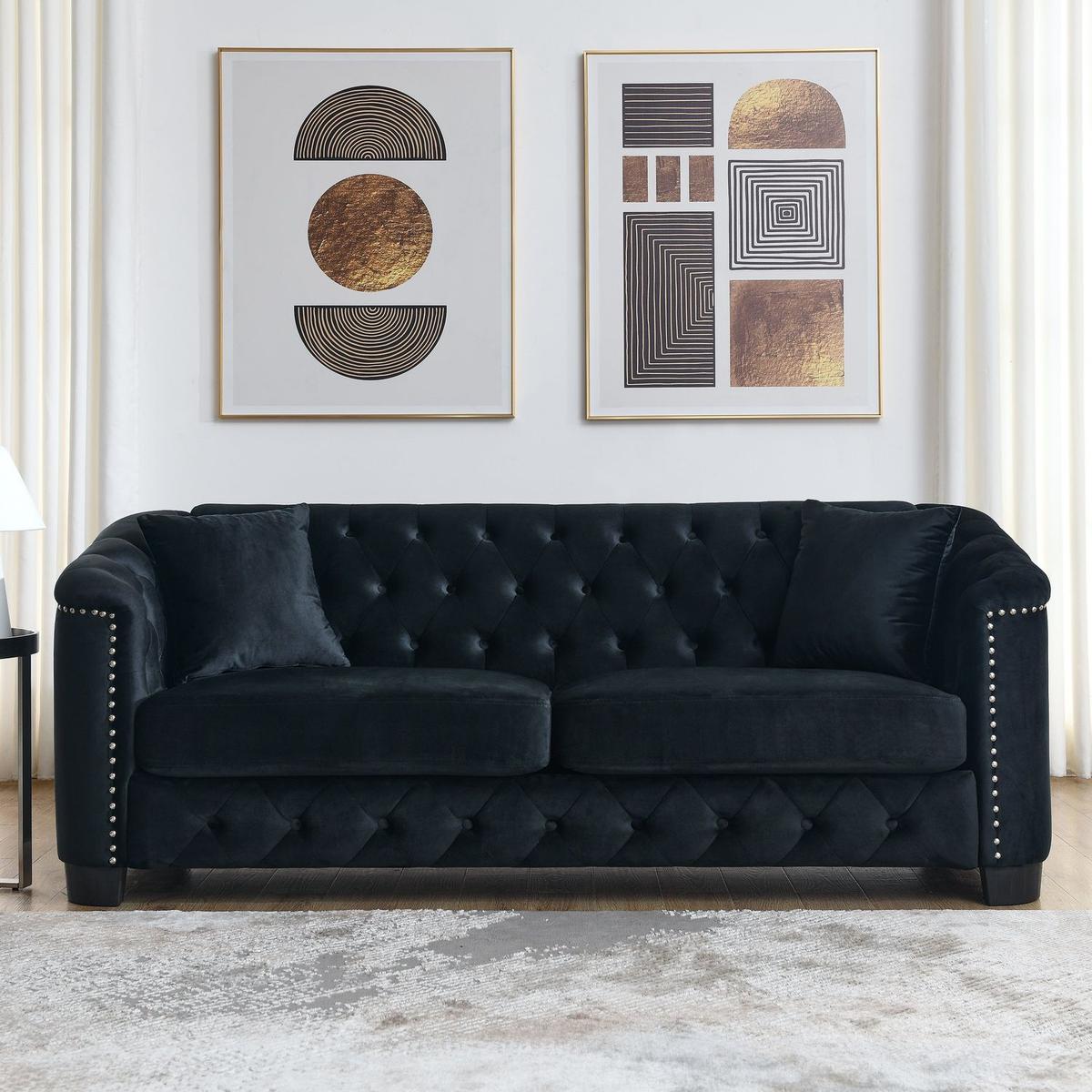 3-seater + 2-seater Combination sofa.Velvet black