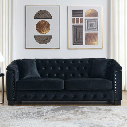 3-seater + 2-seater Combination sofa.Velvet black