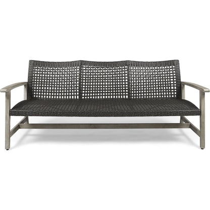 HAMPTON WOOD + WICKER 3 SEATER