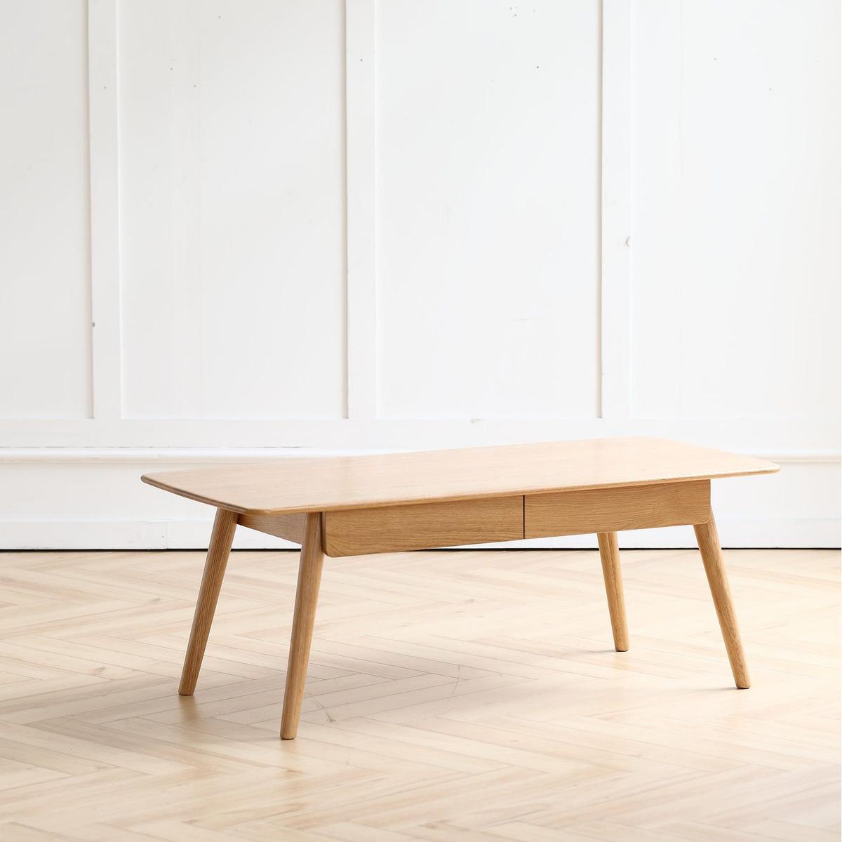 Center table Low Table 100% solid wood Top plate Desk Coffee table Width 100 x Depth 50 x Height 44 cm Study desk Work from home Easy to assemble Natural wood with storage shelf Natural writing desk