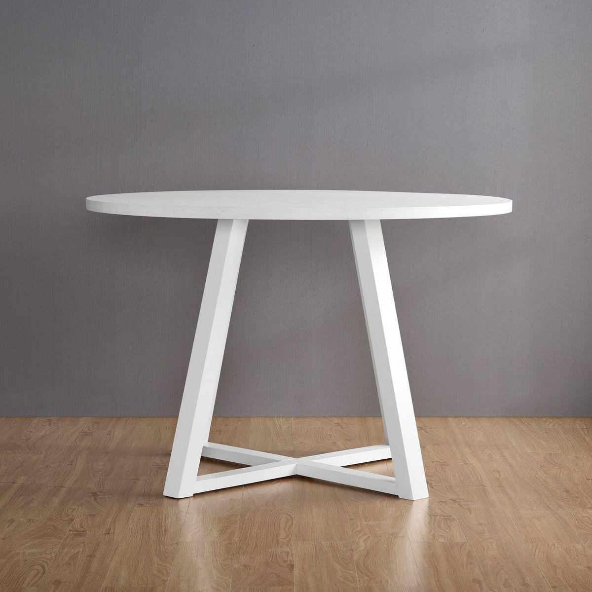 Varna 5-Piece Round Dining Set, Trestle Dining Table with 4 Stylish Chairs