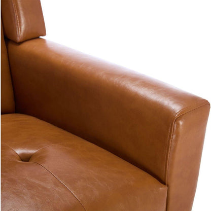 Modern Soft Leather Material Ergonomics Accent Chair Living Room Chair Bedroom Chair Home Chair With Black Legs For Indoor Home-Light Brown PU