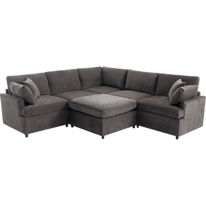 Modern Large U-Shape Sectional Sofa, with Removable Ottomans for Living Room (6-Seater)