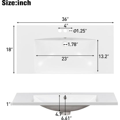 36"Bathroom Vanity with Undermount Sink,Modern Bathroom Storage Cabinet with 2 Drawers and 2 Cabinets,Solid Wood Frame Bathroom Cabinet