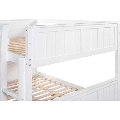 Full Over Full Bunk Bed with Twin Size Trundle, White