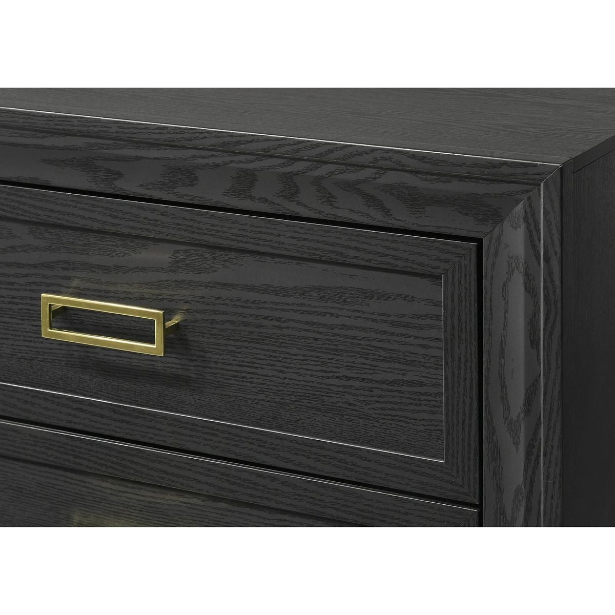 Glamorous 1pc Modern Glam Style 2-Drawer Nightstand Black Gold Finish Gold-colored Hardware Bedroom Furniture