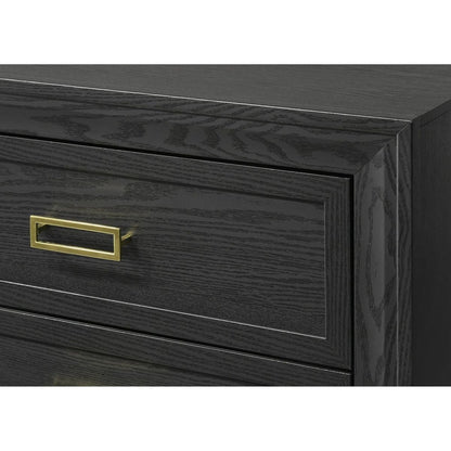 Glamorous 1pc Modern Glam Style 2-Drawer Nightstand Black Gold Finish Gold-colored Hardware Bedroom Furniture