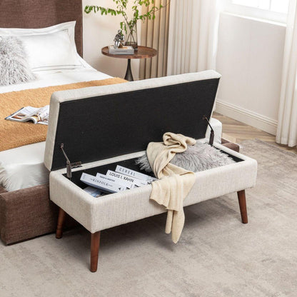 Storage Bench with Storage Bench for Bedroom End of Bed Bench Foot of Bed Bench Entryway Bench Storage Ottoman Bench 43.7" W x 18.1" D Off White Bench