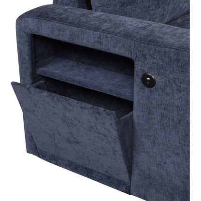 L-shaped Padded Modular Sofa with Storage Space, USB Ports, and Cup Holders on the Armrests, Suitable for Living Rooms, Offices, and Apartments.