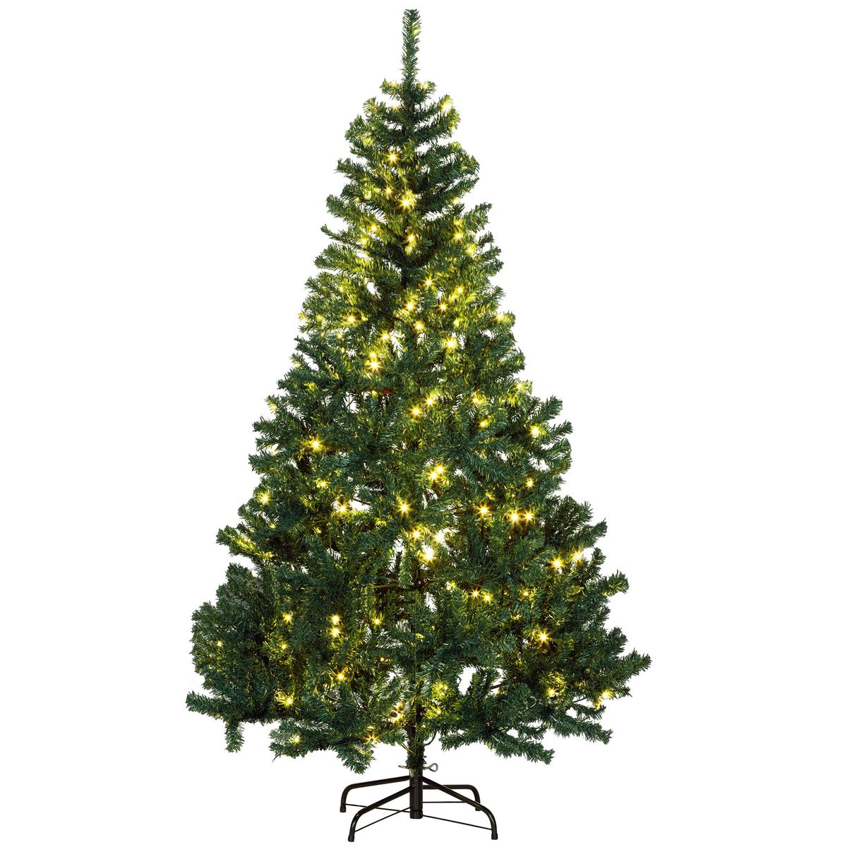 HOMCOM 6' Tall Prelit Christmas Tree Douglas Fir Artificial Christmas Tree with Realistic Branches, 250 Warm White LED Lights and 1000 Tips, Green