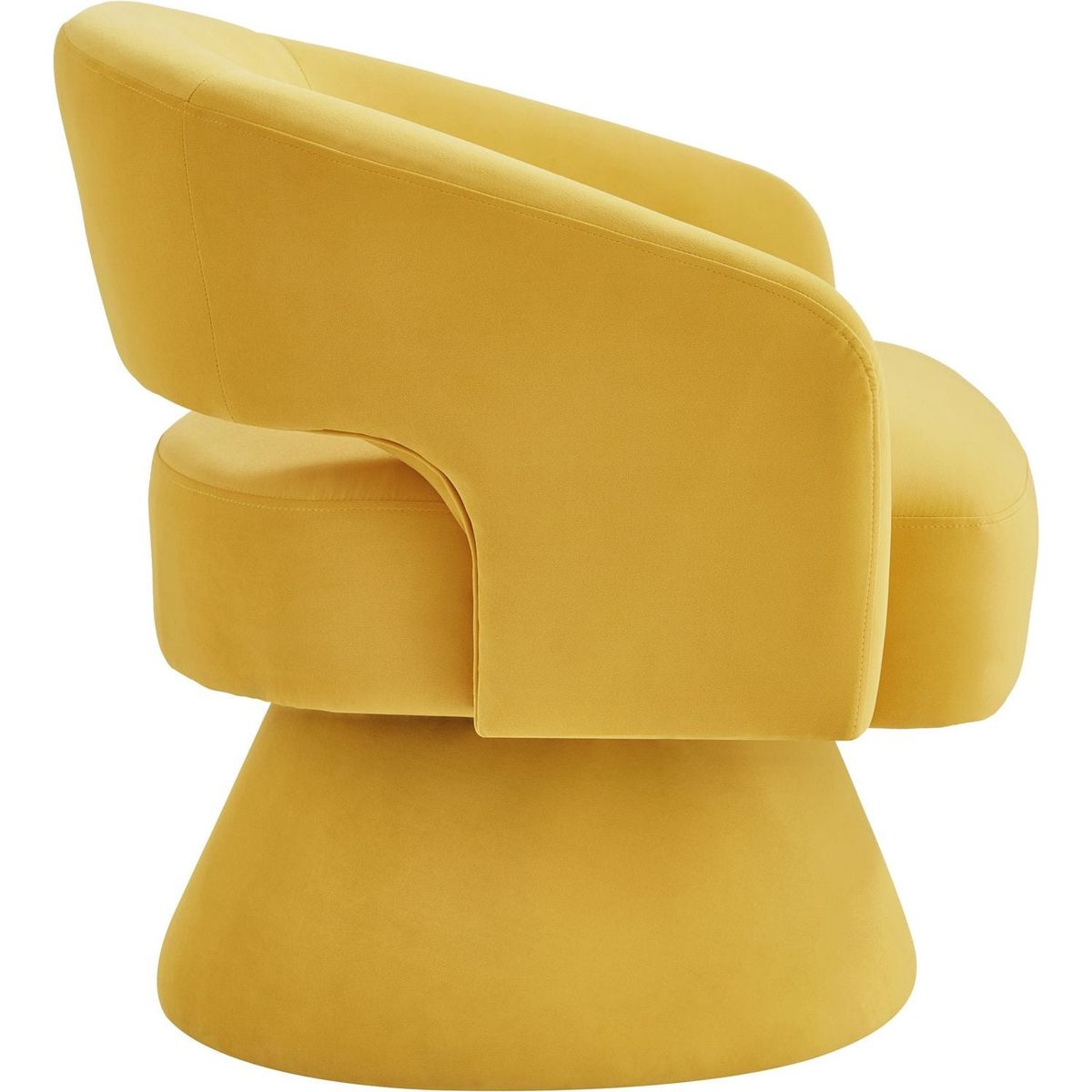 Modern Swivel Barrel Chair, Upholstered Velvet Round Accent Chairs,360 Degree Comfy Swivel Chair with Open Backrest, Single Chair Armchair for Living Room Bedroom, Homerest, Yellow