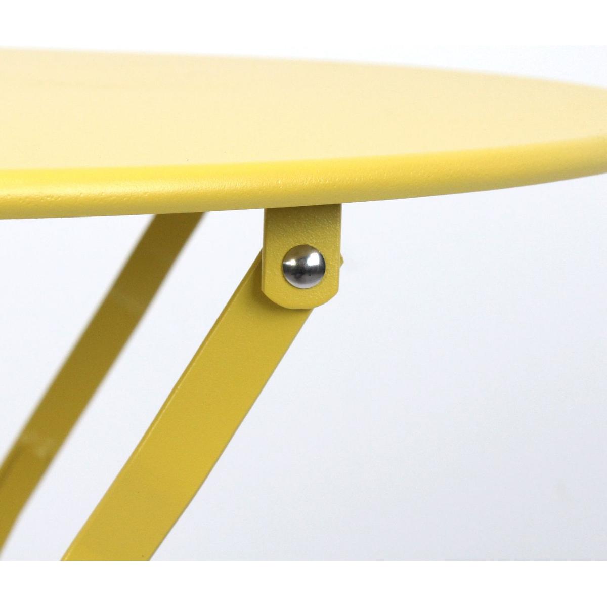 3 Pieces Patio Bistro Balcony Metail Chair Table Set-Yellow
