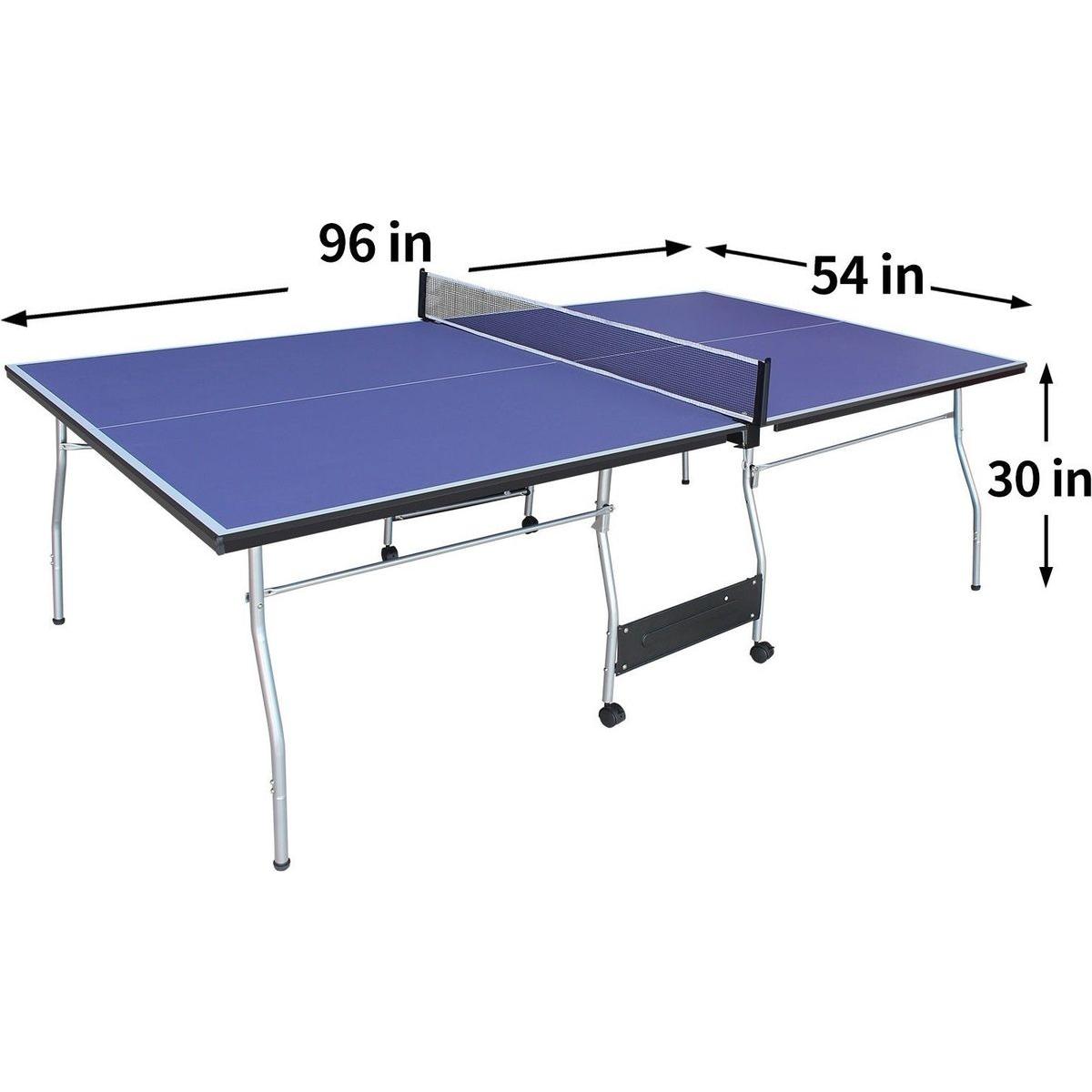 8ft Mid-Size Table Tennis Table Foldable & Portable Ping Pong Table Set for Indoor & Outdoor Games with Net, 2 Table Tennis Paddles and 3 Balls