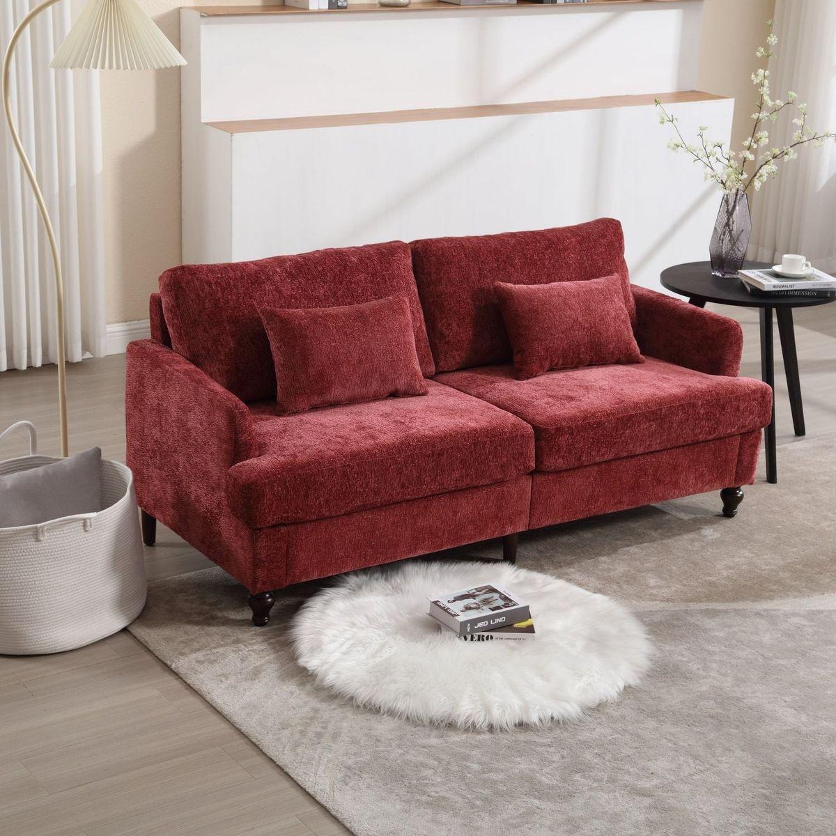Modern chenille Fabric Loveseat, 2-Seat Upholstered Loveseat Sofa Modern Couch