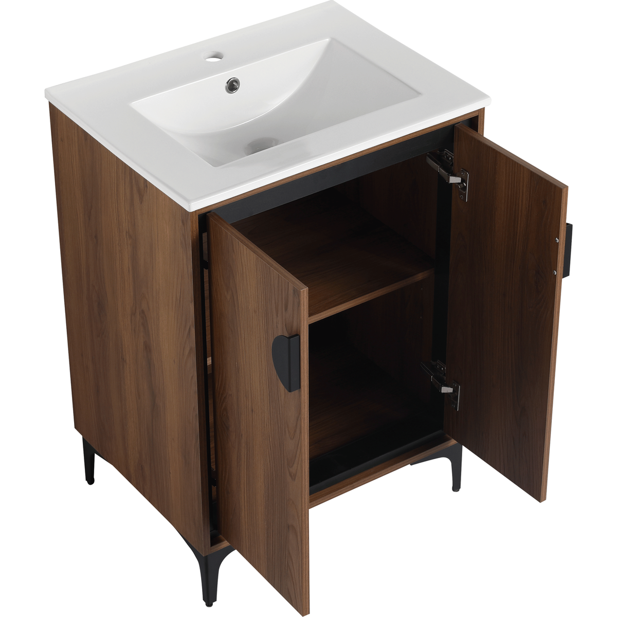 24" Bathroom Vanity with Top Sink, Modern Bathroom Storage Cabinet with 2 Soft Closing Doors, Single Sink Bathroom Vanity