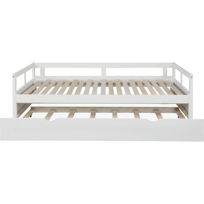 Extending Daybed with Trundle, Wooden Daybed with Trundle, White