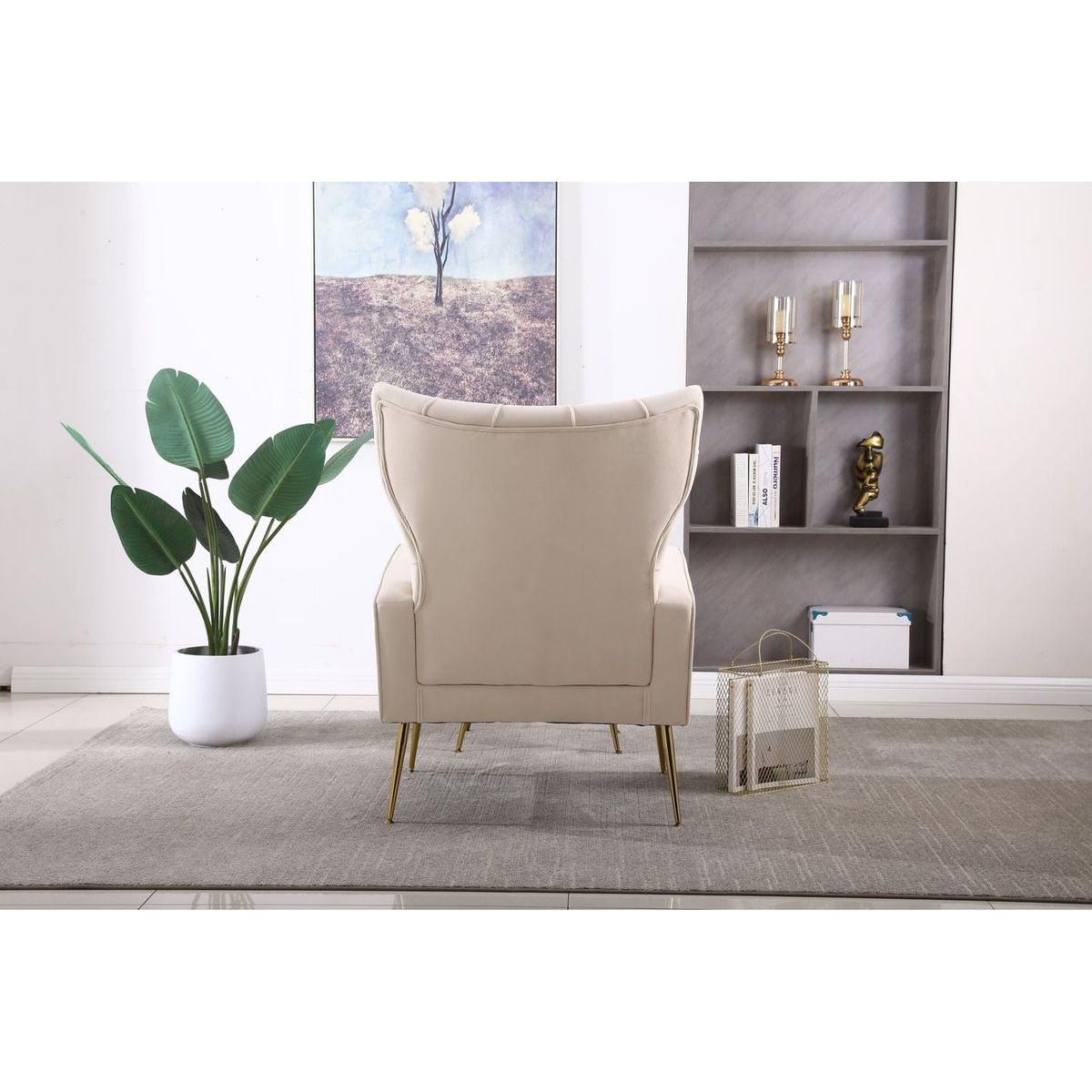 Modern Accent Chair with Ottoman, Comfy Armchair for Living Room, Bedroom, Apartment, Office (Beige)