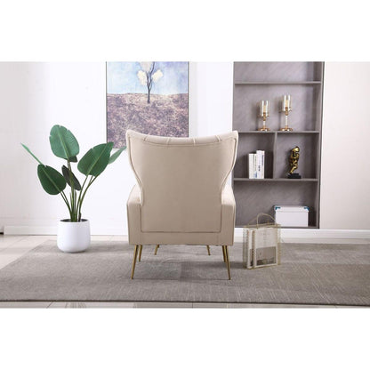 Modern Accent Chair with Ottoman, Comfy Armchair for Living Room, Bedroom, Apartment, Office (Beige)