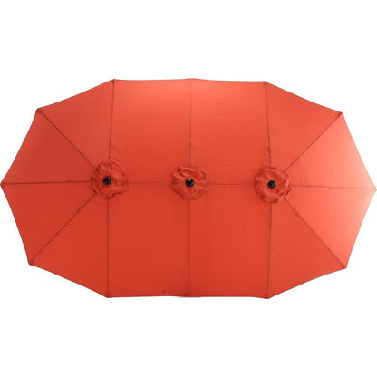14.8 Ft Double Sided Outdoor Umbrella Rectangular Large with Crank (Orange)