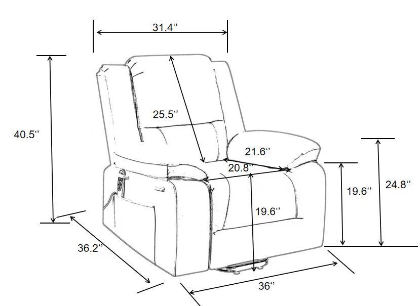 Electric Power Recliner Chair With Massage For Elderly, Remote Control Multi-function Lifting, Timing, Cushion Heating Chair With Side Pocket Brown