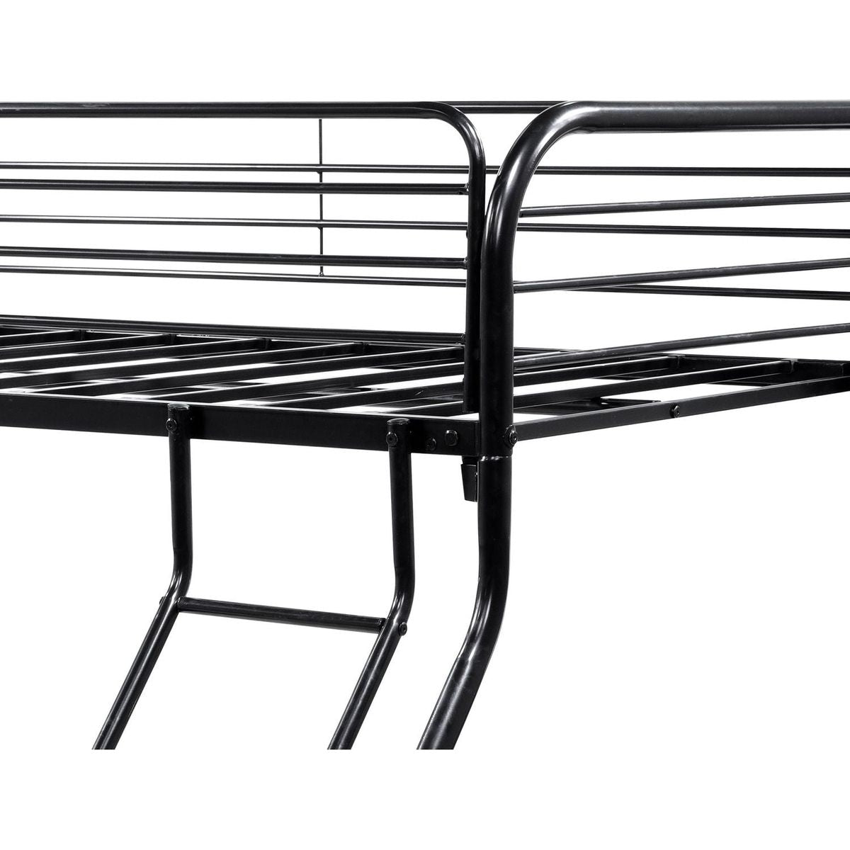 Heavy Duty Twin-Over-Full Metal Bunk Bed, Easy Assembly with Enhanced Upper-Level Guardrail, Black