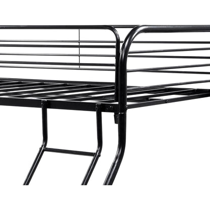 Heavy Duty Twin-Over-Full Metal Bunk Bed, Easy Assembly with Enhanced Upper-Level Guardrail, Black