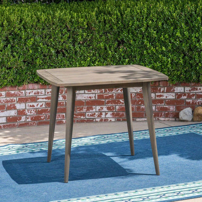 Outdoor Square Acacia Wood Dining Table with Straight Legs, Gray