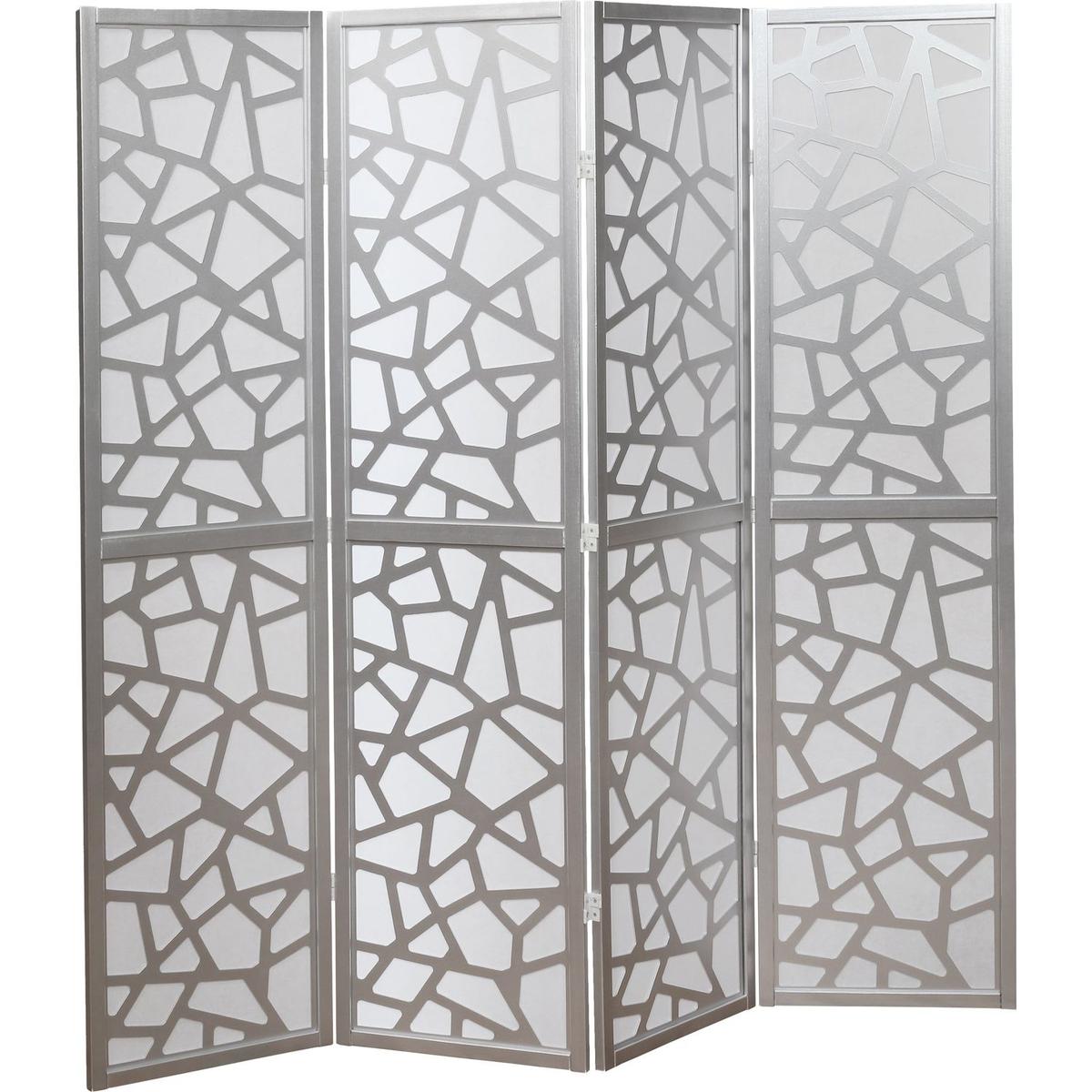 Giyano 4 Panel Screen Room Divider, Sliver