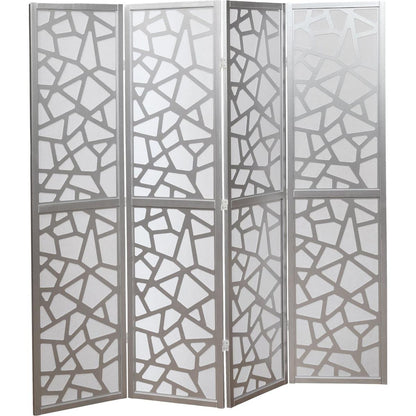 Giyano 4 Panel Screen Room Divider, Sliver