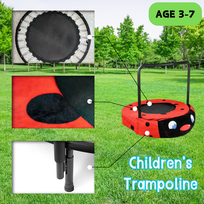 XTP003 Assembled children's trampoline happy expression outdoor and indoor dual-use ladybug black and red foldable iron tube for kids age 3 - 7